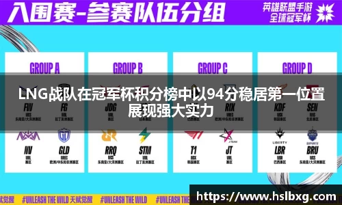 LNG战队在冠军杯积分榜中以94分稳居第一位置展现强大实力